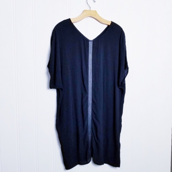 Madewell Black Shift Dress-Leather Stripe - Picture 2 of 6